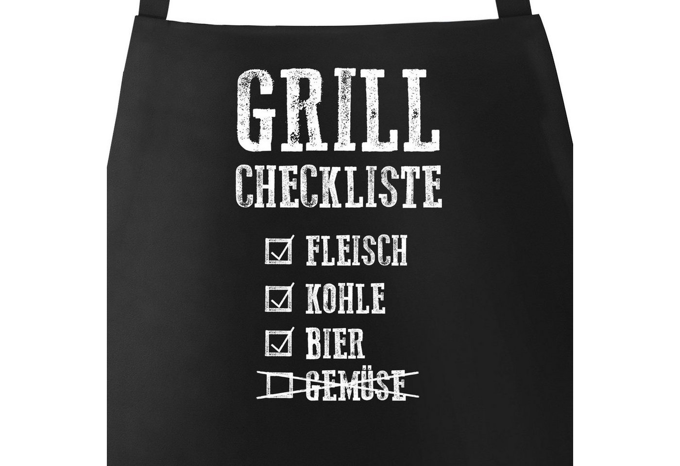 MoonWorks Grillschürze Grill-Schürze für Männer Grill-Checkliste Baumwoll-Schürze Küchenschürze Moonworks®, mit kreativem Aufdruck von MoonWorks