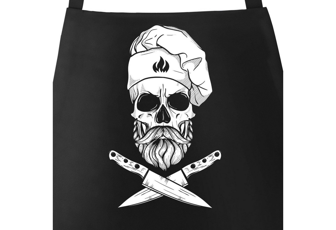 MoonWorks Grillschürze Grill-Schürze für Männer Koch Totenkopf Messer Hipster Skull Chef Grillen Baumwoll-Schürze Küchenschürze Moonworks®, mit kreativem Aufdruck von MoonWorks