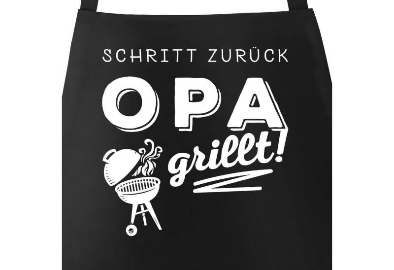 MoonWorks Grillschürze Grill-Schürze für Männer mit Spruch Schritt zurück [object Object] grillt Baumwoll-Schürze Küchenschürze Moonworks®, mit kreativem Aufdruck von MoonWorks