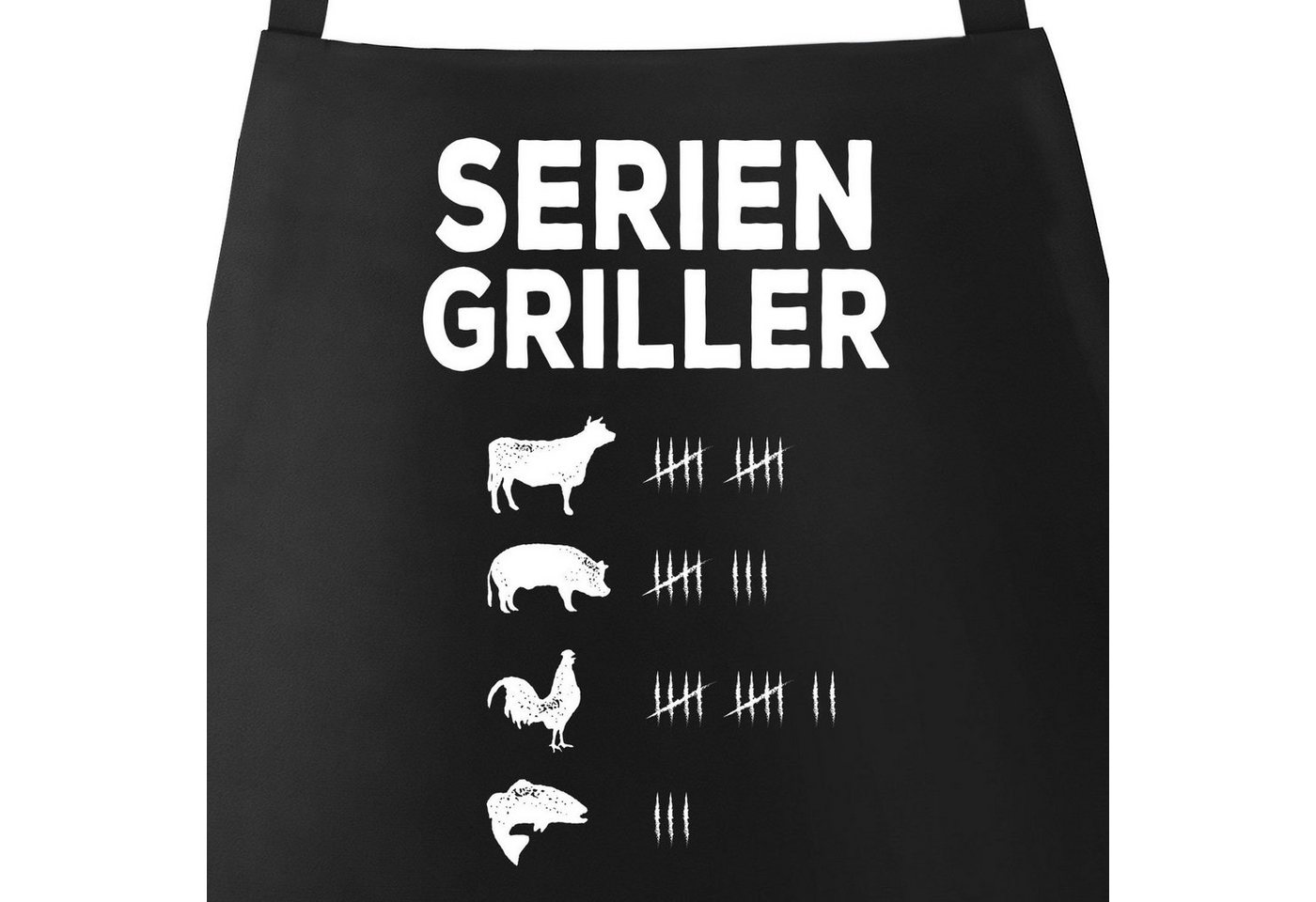 MoonWorks Grillschürze Grill-Schürze für Männer mit Spruch Seriengriller Strichliste Baumwoll-Schürze Küchenschürze Moonworks®, mit kreativem Aufdruck von MoonWorks