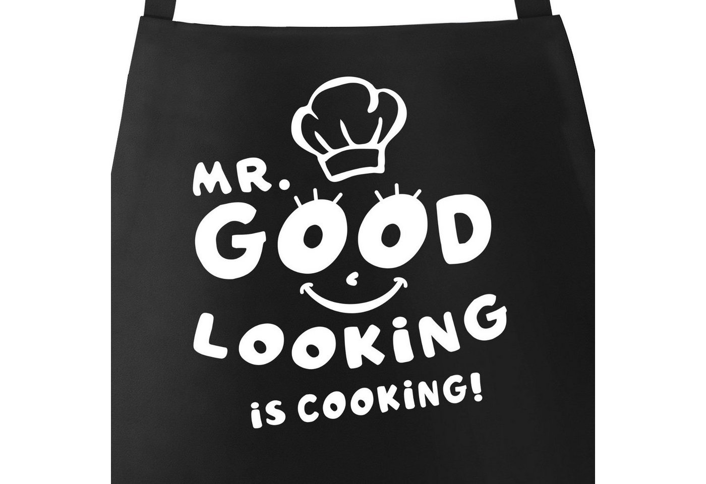 MoonWorks Grillschürze Kochschürze Grill-Schürze für Männer Spruch Mr. Good looking is cooking Küchenschürze Baumwolle Moonworks®, mit kreativem Aufdruck von MoonWorks