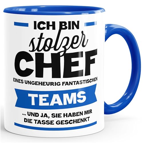 MoonWorks Ich Bin stolzer Chef eines ungeheurig fantastischen Teams Kaffee-Tasse royal Unisize MoonWorks Ich Bin stolzer Chef eines ungeheurig fantastischen Teams Kaffee-Tasse royal Unisize von MoonWorks