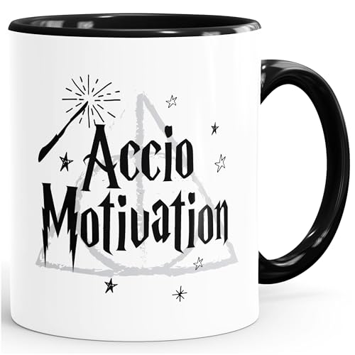 MoonWorks Kaffee-Tasse Accio Motivation Teetasse Keramiktasse Spruch-Tasse schwarz Unisize von MoonWorks