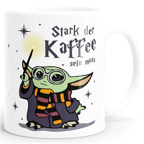MoonWorks Kaffee-Tasse Baby- Spruch lustig Stark der Kaffee sein muss Geschenk Kaffeeliebhaber Bürotasse weiss standard von MoonWorks