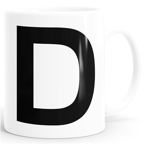 MoonWorks Kaffee-Tasse Buchstaben Buchstabe Arial Bold glänzend Kaffeetasse Teetasse Keramiktasse D weiß Unisize von MoonWorks