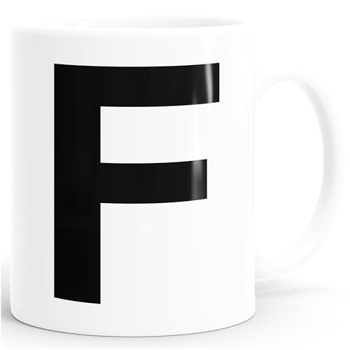 MoonWorks Kaffee-Tasse Buchstaben Buchstabe Arial Bold glänzend Kaffeetasse Teetasse Keramiktasse F weiß Unisize von MoonWorks