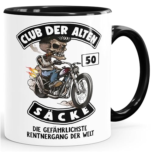 MoonWorks Kaffee-Tasse Club der Alten Säcke Geschenk-Tüte Club der Alten Säcke für Ältere Geburtstag Männer 50 schwarz Unisize von MoonWorks