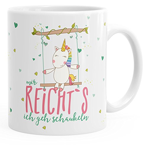 MoonWorks Kaffee-Tasse Einhorn Mir reichts ich geh schaukeln Spruch Unicorn weiß unisize von MoonWorks