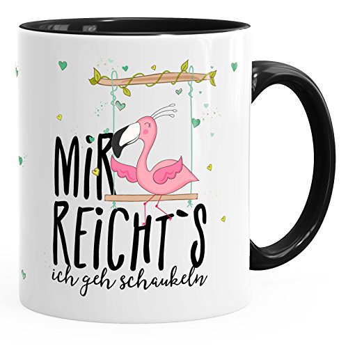 MoonWorks Kaffee-Tasse Flamingo Mir reichts ich geh schaukeln Sprüche Spruch Teetasse Keramiktasse schwarz unisize von MoonWorks