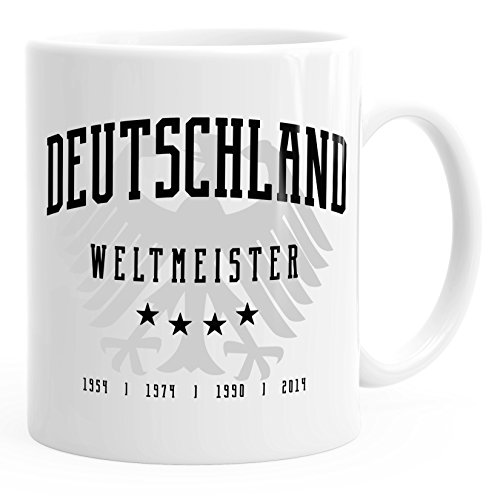 MoonWorks Kaffee-Tasse Fußball WM Deutschland Fan-Tasse Weltmeistser Adler Teetasse Keramiktasse Germany weiß unisize von MoonWorks