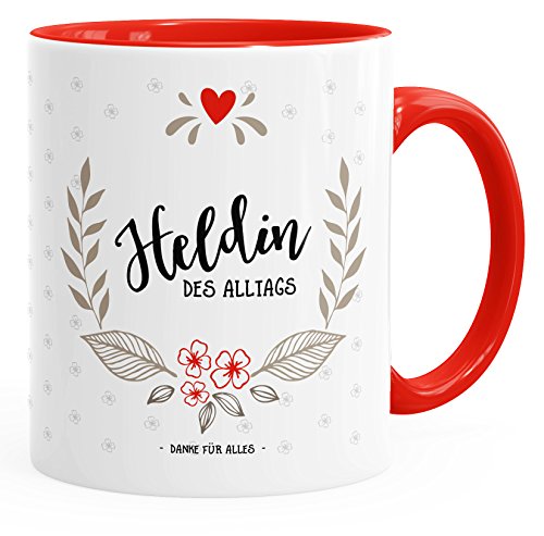 MoonWorks Kaffee-Tasse Geschenk-Tasse Heldin des Alltags Muttertags-Geschenk rot unisize von MoonWorks