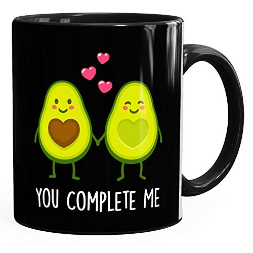 MoonWorks Kaffee-Tasse Geschenk-Tasse Liebe Avocado You complete me Valentinstagsgeschenk schwarz unisize von MoonWorks