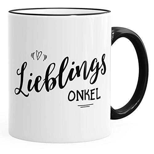 MoonWorks Kaffee-Tasse Geschenk-Tasse Lieblingsonkel Geschenk Familie Onkel Farbkante schwarz unisize von MoonWorks