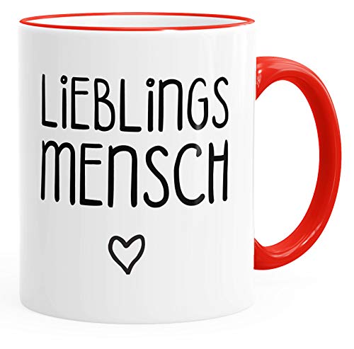 MoonWorks Kaffee-Tasse Lieblingsmensch Geschenk-Tasse Liebe Freundschaft Partner Freundin rot unisize von MoonWorks