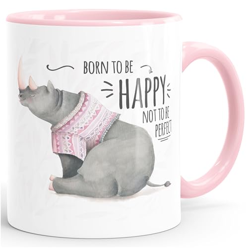 MoonWorks Kaffee-Tasse Spruch Nashorn Born to be Happy not to be Perfect Quote glücklich fröhlich positives Denken rosa Unisize MoonWorks Kaffee-Tasse Spruch Nashorn Born to be Happy not to be Perfect Quote glücklich fröhlich positives Denken rosa Unisize von MoonWorks