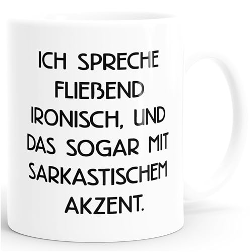 MoonWorks Kaffee-Tasse Spruch-Tasse Ich spreche fließend ironisch und das sogar mit sarkastischem Akzent weiß Unisize MoonWorks Kaffee-Tasse Spruch-Tasse Ich spreche fließend ironisch und das sogar mit sarkastischem Akzent weiß Unisize von MoonWorks