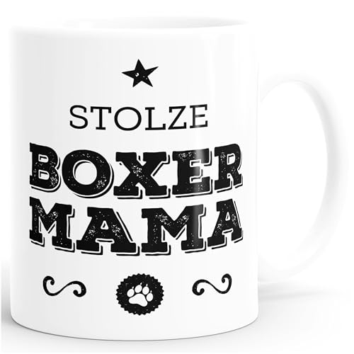MoonWorks Kaffee-Tasse Stolze Boxer Mama Boxer Besitzerin Hundebesitzerin weiß Unisize von MoonWorks