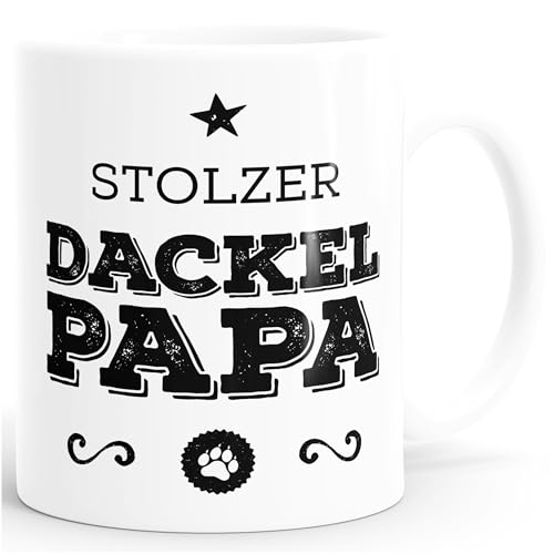 MoonWorks Kaffee-Tasse Stolzer Dackel Papa Dackel Besitzer Hundebesitzer weiß Unisize von MoonWorks