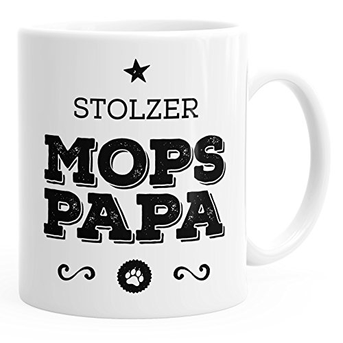 MoonWorks Kaffee-Tasse Stolzer Mops Papa Mops Besitzer Hundebesitzer weiß unisize von MoonWorks