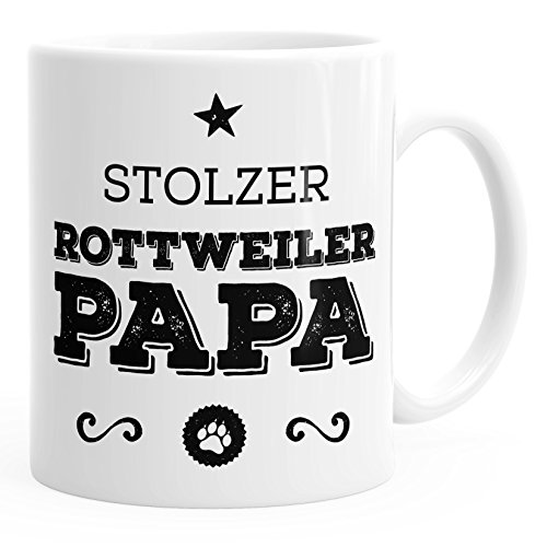 MoonWorks Kaffee-Tasse Stolzer Rottweiler Papa Rottweiler Besitzer Hundebesitzer weiß unisize von MoonWorks