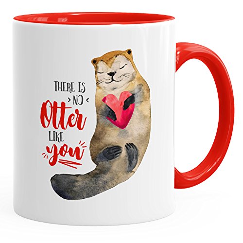 MoonWorks Kaffee-Tasse There is no otter like you Liebe Spruch Geschenk-Tasse Love Quote lustig verliebt Freund Freundin rot unisize von MoonWorks