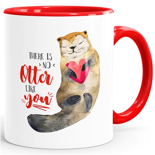 MoonWorks Kaffee-Tasse There is no Otter Like You Liebe Spruch Geschenk-Tasse Love Quote lustig verliebt Freund Freundin rot Unisize von MoonWorks