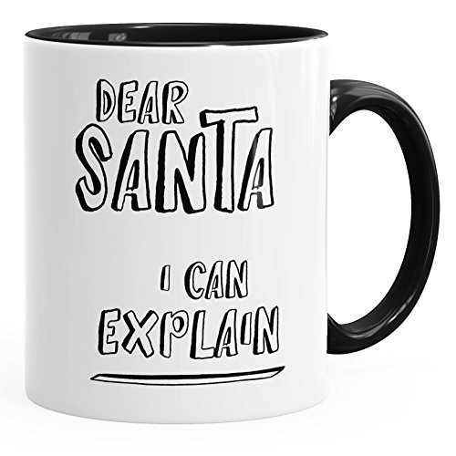 MoonWorks Kaffee-Tasse Weihnachten Dear Santa I can explain Spruch lustig schwarz unisize von MoonWorks