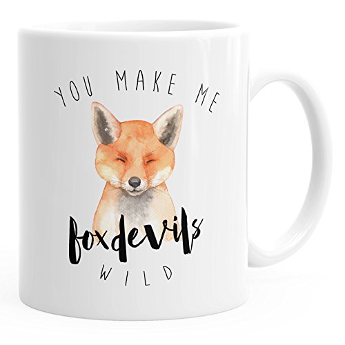 MoonWorks Kaffee-Tasse You make me fox devils wild Liebe Denglisch Spruch lustig verliebt Love Quote Freund Freundin weiß unisize von MoonWorks