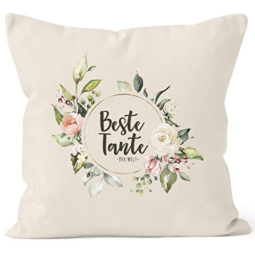 MoonWorks Kissen-Bezug Beste Tante der Welt Watercolor Geschenk Kissen-Hülle Deko-Kissen Baumwolle Natur Unisize MoonWorks Kissen-Bezug Beste Tante der Welt Watercolor Geschenk Kissen-Hülle Deko-Kissen Baumwolle Natur Unisize von MoonWorks