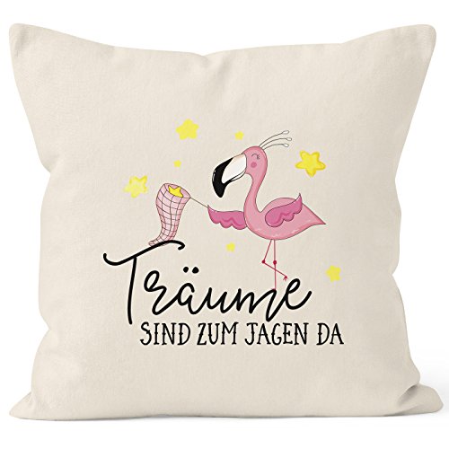 MoonWorks Kissen-Bezug Flamingo Träume sind zu jagen da Kissen-Hülle Deko-Kissen Baumwolle Natur Unisize MoonWorks Kissen-Bezug Flamingo Träume sind zu jagen da Kissen-Hülle Deko-Kissen Baumwolle Natur Unisize von MoonWorks