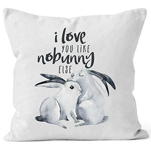 MoonWorks Kissen-Bezug Hase I Love You Like nobunny Else Geschenk Liebe Spruch Liebespruch Wortspiel Watercolor Kissen-Hülle Baumwolle weiß Unisize von MoonWorks