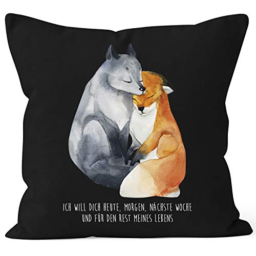 MoonWorks Kissen-Bezug Ich Will Dich Heute Morgen nächste Woche Fuchs Geschenk Liebe Spruch verliebt Freund Freundin Kissen-Hülle Baumwolle schwarz Unisize von MoonWorks