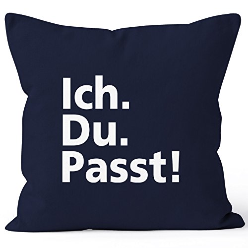 MoonWorks Kissen-Bezug Ich du passt Geschenk Liebe Freund Freundin Valentinstag Kissen-Hülle Deko-Kissen Baumwolle Navy 40cm x 40cm von MoonWorks