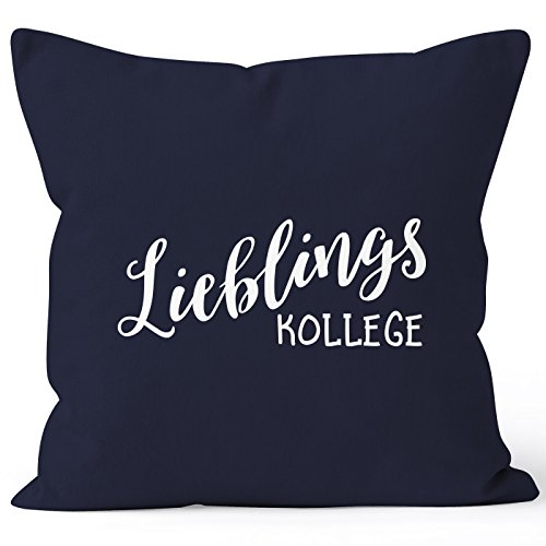 MoonWorks Kissen-Bezug Lieblingskollege Geschenk Freundschaft Kollege Arbeitskollege Büro Kissen-Hülle Deko-Kissen Baumwolle Navy Unisize von MoonWorks