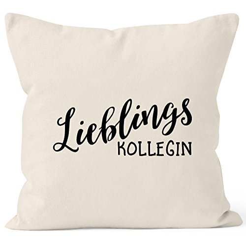 MoonWorks Kissen-Bezug Lieblingskollegin Geschenk Freundschaft Arbeitskollegin Büro Kissen-Hülle Deko-Kissen Baumwolle Natur Unisize von MoonWorks