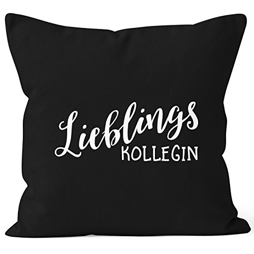 MoonWorks Kissen-Bezug Lieblingskollegin Geschenk Freundschaft Arbeitskollegin Büro Kissen-Hülle Deko-Kissen Baumwolle schwarz Unisize von MoonWorks