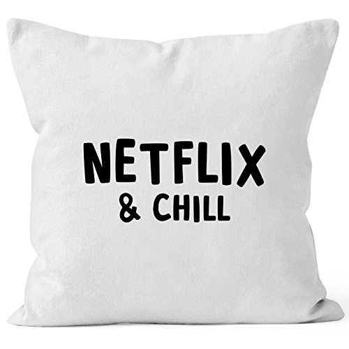 MoonWorks Kissen-Bezug Netflix and chill Kissen-Hülle Deko-Kissen Baumwolle weiß Unisize MoonWorks Kissen-Bezug Netflix and chill Kissen-Hülle Deko-Kissen Baumwolle weiß Unisize von MoonWorks
