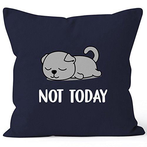 MoonWorks Kissen-Bezug Not Today Kissen-Hülle Chillen Faulenzer Katze Navy Unisize von MoonWorks