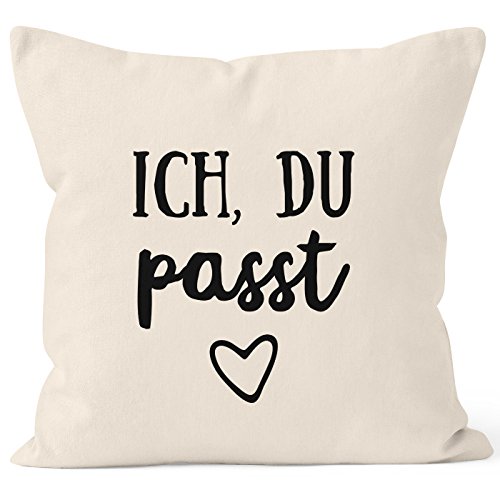 MoonWorks Kissen-Bezug Valentinstag Liebe Ich du passt Kissen-Hülle Deko-Kissen Baumwolle Natur 40cm x 40cm von MoonWorks