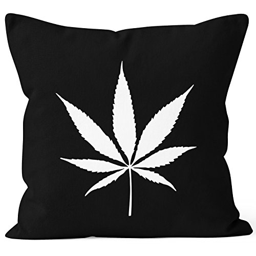 MoonWorks Kissenbezug 40x40 Dope Weed Hanf Blatt Marijuana Leaf Kissen-Hülle Deko-Kissen Baumwolle schwarz 40cm x 40cm von MoonWorks
