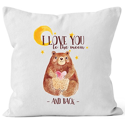 MoonWorks Kissenbezug Bär mit Herz Watercolor I Love You to The Moon and Back Geschenk-Kissen Liebe 40x40 Baumwolle weiß 40cm x 40cm MoonWorks Kissenbezug Bär mit Herz Watercolor I Love You to The Moon and Back Geschenk-Kissen Liebe 40x40 Baumwolle weiß 40cm x 40cm von MoonWorks