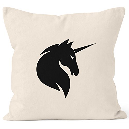 MoonWorks Kissenbezug Einhorn Unicorn Kissen-Hülle Deko-Kissen 40x40 Baumwolle Natur Unisize von MoonWorks