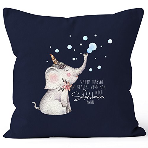 MoonWorks Kissenbezug Elefant Warum Trübsal Blasen wenn Man auch seifenblasen kann 40x40 Baumwolle Navy 40cm x 40cm MoonWorks Kissenbezug Elefant Warum Trübsal Blasen wenn Man auch seifenblasen kann 40x40 Baumwolle Navy 40cm x 40cm von MoonWorks