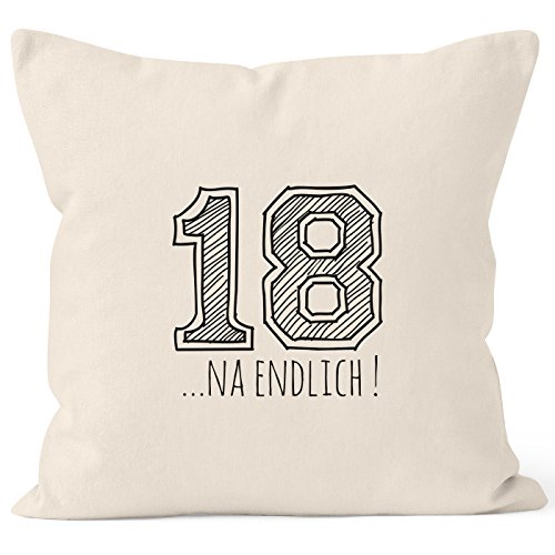MoonWorks Kissenbezug Geschenk Geburtstag 18... NA endlich College Sketch Kissen-Hülle Deko-Kissen Baumwolle Natur 40cm x 40cm MoonWorks Kissenbezug Geschenk Geburtstag 18... NA endlich College Sketch Kissen-Hülle Deko-Kissen Baumwolle Natur 40cm x 40cm von MoonWorks