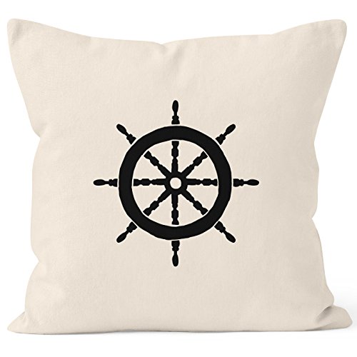 MoonWorks Kissenbezug Kissen-Hülle Deko-Kissen 40x40 Steuerrad Segeln Baumwolle Natur 40cm x 40cm MoonWorks Kissenbezug Kissen-Hülle Deko-Kissen 40x40 Steuerrad Segeln Baumwolle Natur 40cm x 40cm von MoonWorks