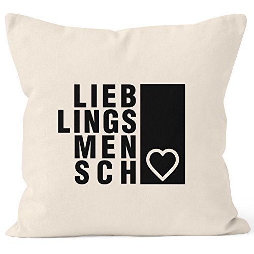 MoonWorks Kissenbezug Lieblingsmensch Geschenk Freundschaft Partner Beste Freundin Kissen-Hülle 40x40 Baumwolle Natur 40cm x 40cm von MoonWorks