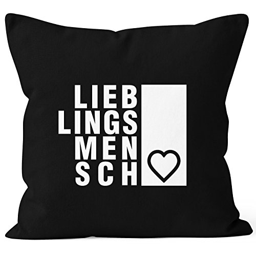 MoonWorks Kissenbezug Lieblingsmensch Geschenk Freundschaft Partner Beste Freundin Kissen-Hülle 40x40 Baumwolle schwarz 40cm x 40cm von MoonWorks