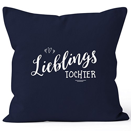 MoonWorks Kissenbezug Lieblingstochter Geschenk Familie Kind Kinder Tochter Mädchen Kissen-Hülle Deko-Kissen 40x40 Baumwolle Navy 40cm x 40cm von MoonWorks