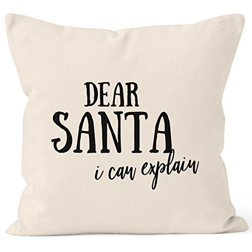 MoonWorks Kissenbezug Weihnachten Dear Santa I can Explain Spruch lustig Kissen-Hülle Deko-Kissen Baumwolle Natur 40cm x 40cm MoonWorks Kissenbezug Weihnachten Dear Santa I can Explain Spruch lustig Kissen-Hülle Deko-Kissen Baumwolle Natur 40cm x 40cm von MoonWorks