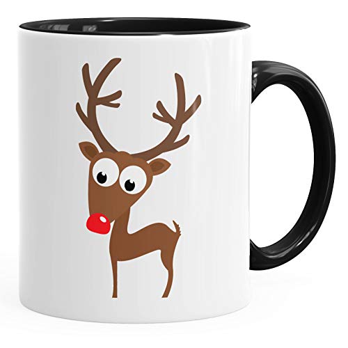 MoonWorks Lustige Weihnachts Tasse mit Rentier Motiv schwarz unisize von MoonWorks